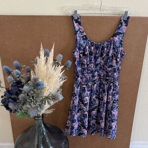 Marine Layer Purple Floral Smocked Waist Mini Dress Sz Xs